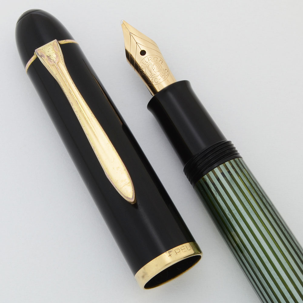 Pelikan 140 Fountain Pen (1950s) - Green Stripes, Piston Filler